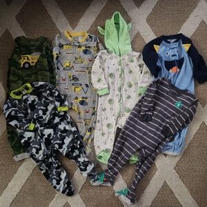 6 Sets Of Fleece One Pieces Boys 18 Months Warm Winter Footies Fleece